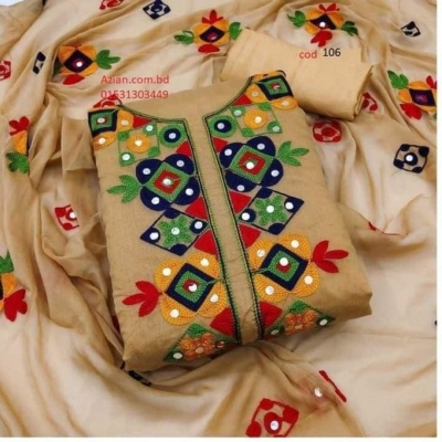 Picture of Ari Work embodari Cotton Stylish Gorgeous Three Piece Shalwar Kamiz Dresses(AR-133)