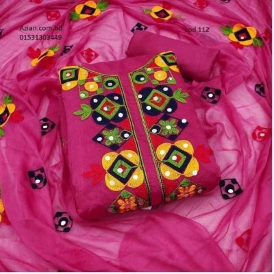 Picture of Ari Work embodari Cotton Stylish Gorgeous Three Piece Shalwar Kamiz Dresses(AR-134)