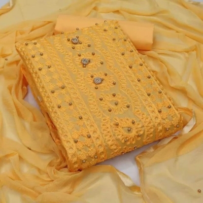 Picture of New  Joypuri Color Ari Work linen Stylish Gorgeous Three Piece Shalwar Kamiz Dresses(AR-150)