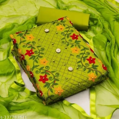 Picture of New  Joypuri Color Ari Work linen Stylish Gorgeous Three Piece Shalwar Kamiz Dresses(AR-153)