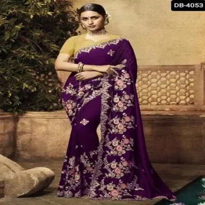 Picture of Georgette High Quality Embroidery Stylish Sharee ( S-146 )