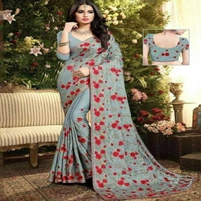 Picture of Georgette High Quality Embroidery Stylish Sharee ( S-152 )