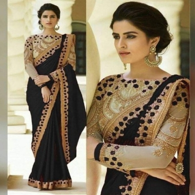 Picture of Georgette High Quality Embroidery Stylish Sharee ( S-157)