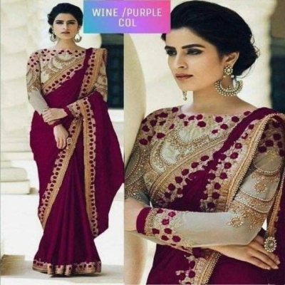 Picture of Georgette High Quality Embroidery Stylish Sharee ( S-158 )