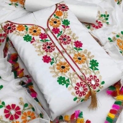 Picture of Ari Work embodari Cotton Stylish Gorgeous Three Piece Shalwar Kamiz Dresses(AR-130)