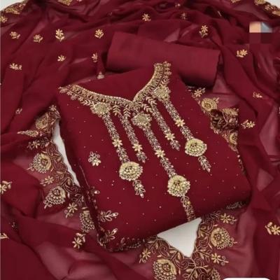 Picture of Embroidery & Stone Work Georgette Kameez Four Peace (GR-131)