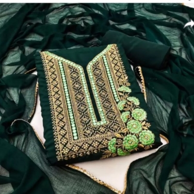 Picture of Embroidery & Stone Work Georgette Kameez Four Peace (GR-128)