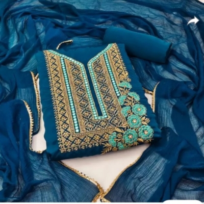 Picture of Embroidery & Stone Work Georgette Kameez Four Peace (GR-127)