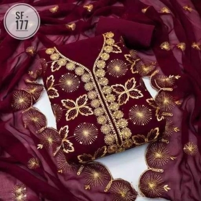 Picture of Embroidery & Stone Work Georgette Kameez Four Peace (GRS-138)