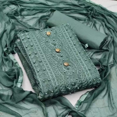 Picture of New  Joypuri Color Ari Work linen Stylish Gorgeous Three Piece Shalwar Kamiz Dresses(AR-144)