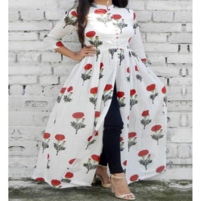 Picture of Attractive Stylish Women Premium-Quality Long Dress One Piece Tops For Girls Long Kurti Linen Fabric/girls(2043)