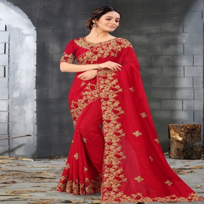 Picture of Georgette High Quality Embroidery Stylish Sharee (S-117)