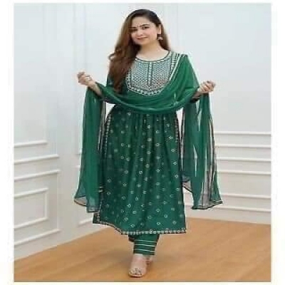 Picture of Rayon Cotton embroidery work nayra cut shalwar kameez 3 pice dress for girls(TP-1204)