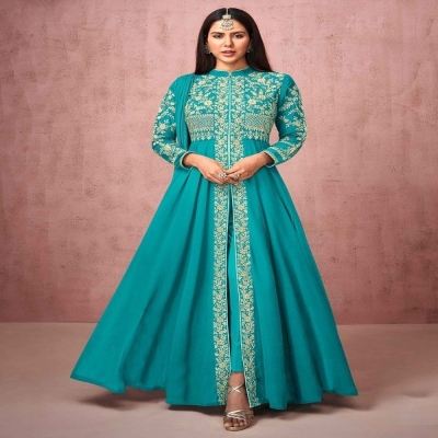 Picture of Maroon Georgette Embroidery Work Party Wear Party Dress For Women grm(1609)