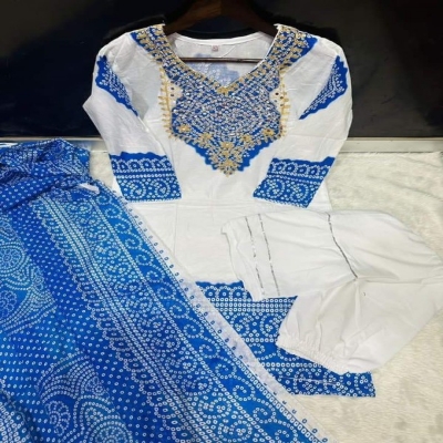 Picture of Cotton embroidery work nayra 3 pice dress girls(TP-1208