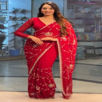 Picture of Georgette High Quality Embroidery Stylish Sharee (SA-206)