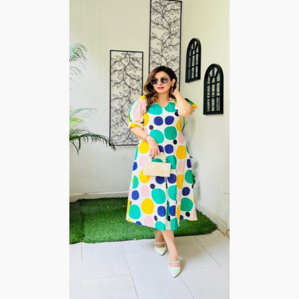 Picture of Girls Long Kurti Linen Fabric/girls 2053