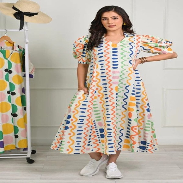 Picture of Girls Long Kurti Linen Fabric/girls 2056