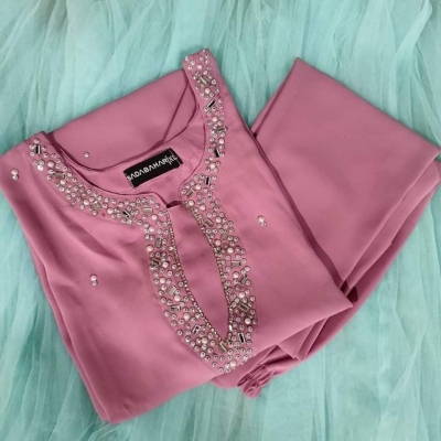 Picture of Embroidary and ston work silk top"s 2 peace  ku-20A