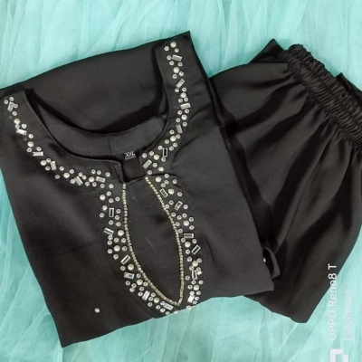 Picture of Embroidary and ston work silk top"s 2 peace  ku-21A