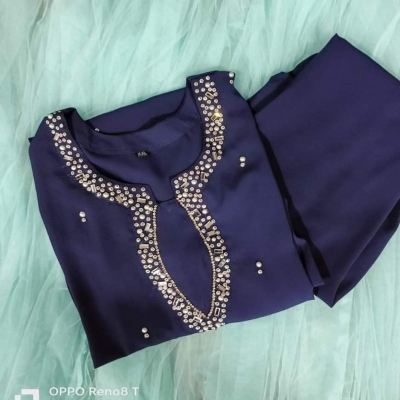 Picture of Embroidary and ston work silk top"s 2 peace  ku-22A