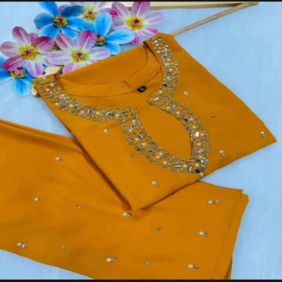 Picture of Embroidary and ston work silk top"s 2 peace  ku-27A