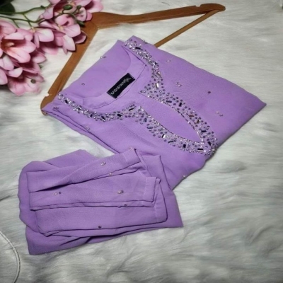 Picture of Embroidary and ston work silk top"s 2 peace  ku-29A