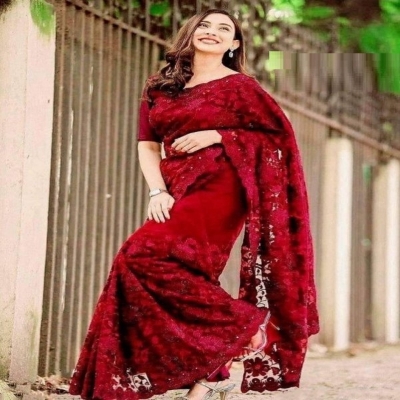 Picture of Georgette High Quality Embroidery Stylish Sharee (S-101)