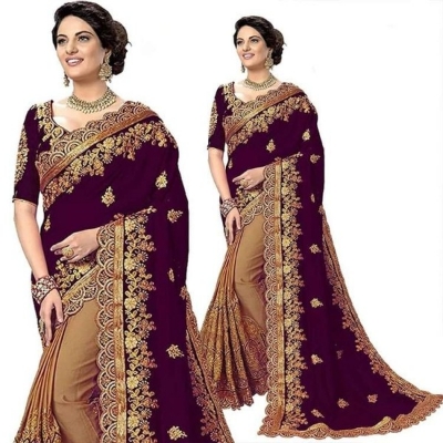 Picture of Georgette High Quality Embroidery Stylish Sharee (S-109)