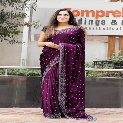 Picture of Georgette High Quality Embroidery Stylish Sharee (S-112)