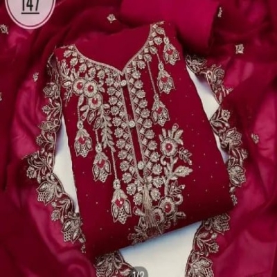 Picture of Embroidery & Stone Work Georgette Kameez Four Peace GR-152