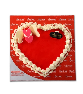 Picture of Cherry Heart Shaped Cake 500gm