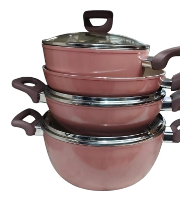 Picture of kiam  7  PCS SET Belly shaped ceramic gift box Inducation bottom ( dusty pink ) 7 in  -1