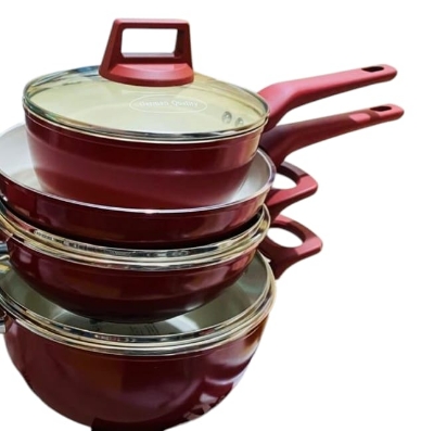 Picture of kiam7  PCS SET Belly shaped ceramic gift box Inducation bottom ( Red ) 7 in  -1