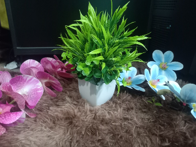 Buy   Artificial Rubber plant with Grass,Tree branches Realistic with Vase.   at Best Prices in Bangladesh