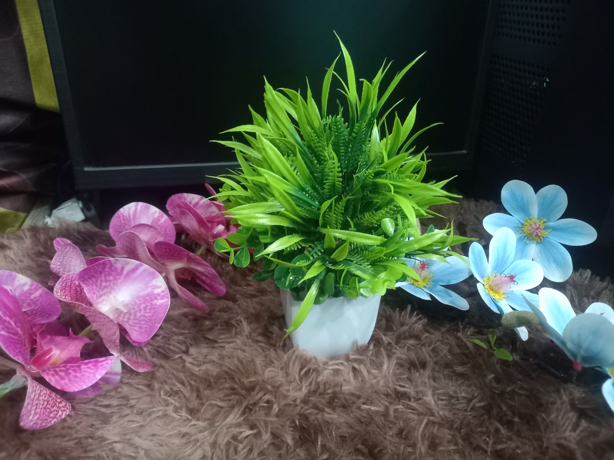 Buy   Artificial Rubber plant with Grass,Tree branches Realistic with Vase.   at Best Prices in Bangladesh