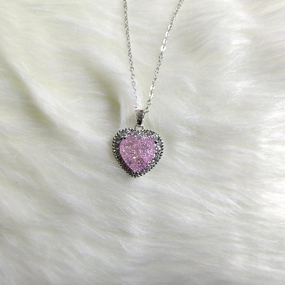 Buy Colorful Pink Heart Pendant Titanium Steel Necklace  at Best Prices in Bangladesh