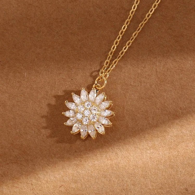 Buy 925 Sterling Golden Spinning Crystal Sunflower Fidget Necklace  at Best Prices in Bangladesh