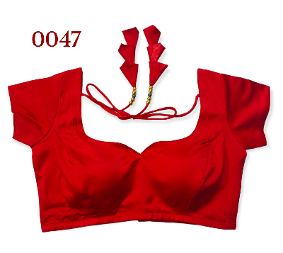 Picture of Red Color Semi Backless Blouse For Women