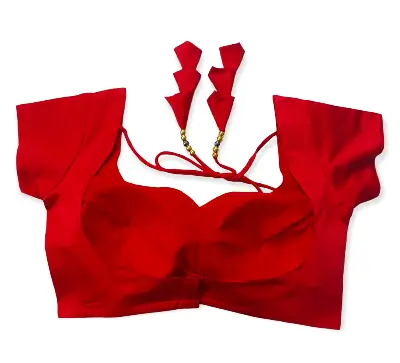 Picture of Red Color Semi Backless Blouse For Women