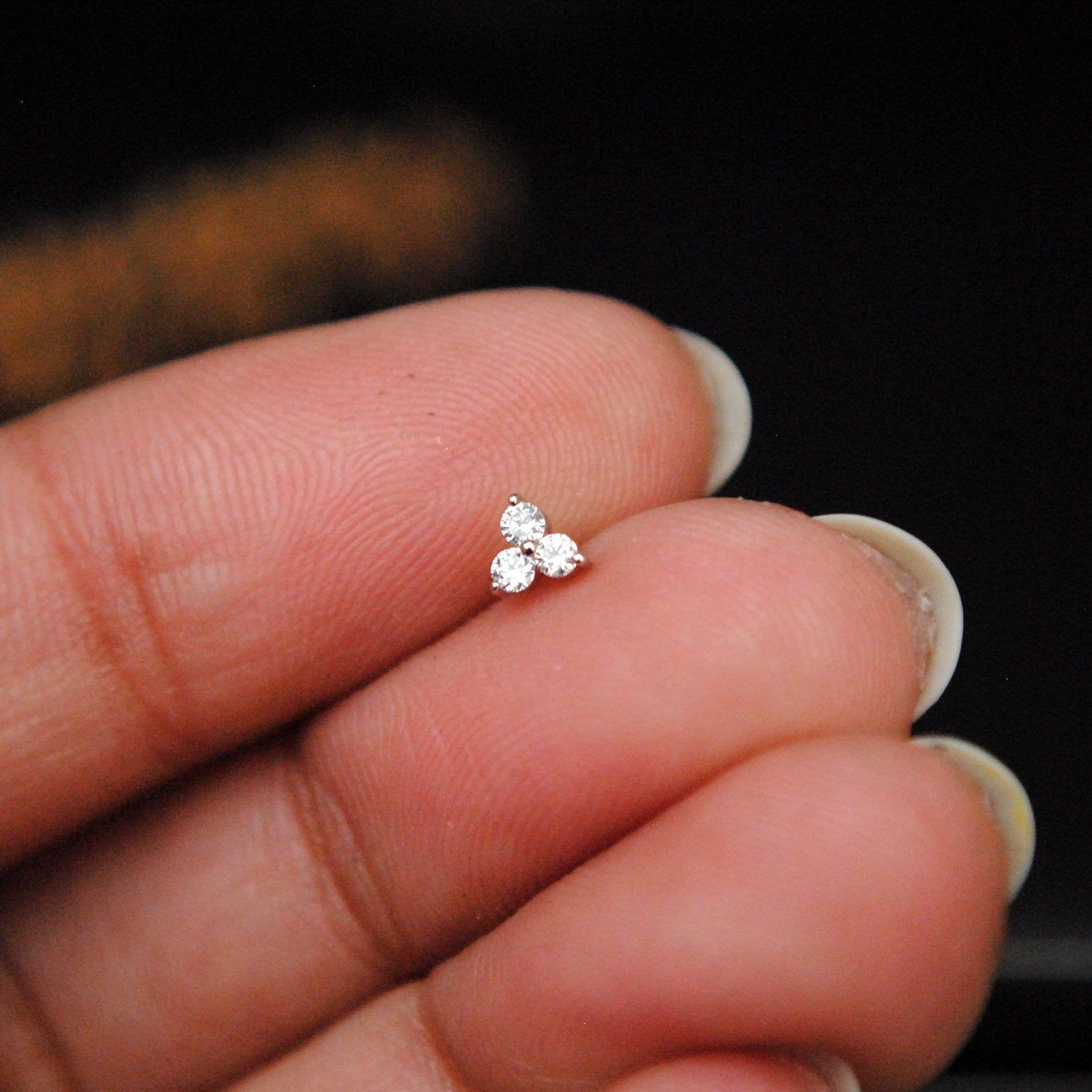 Buy Traditional Gold Three Stone Mossanite Diamond Cut Nose Pin -7mm with Gift Box at Best Prices in Bangladesh