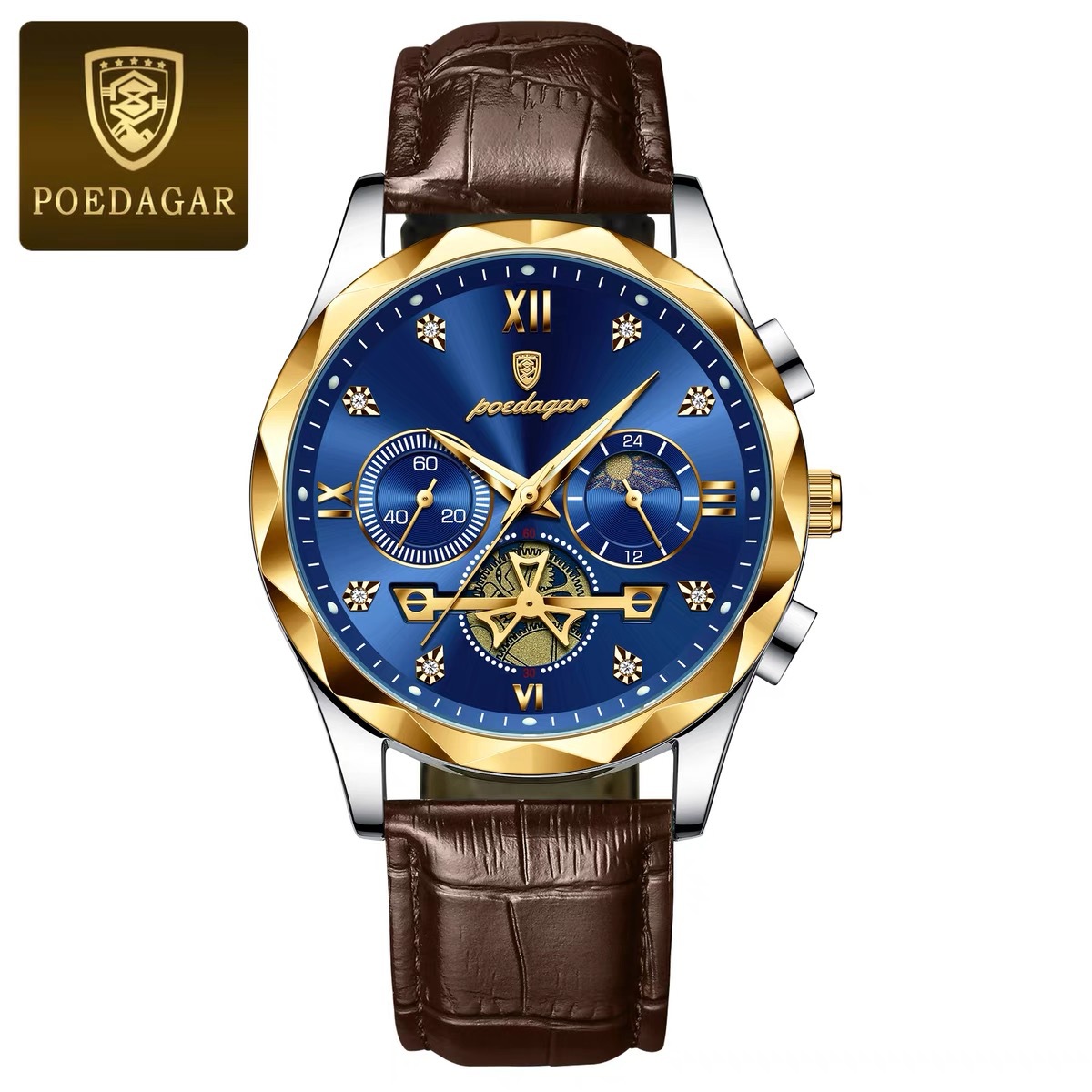 Picture of Poedagar Royal Emerald Prestige Timepiece with Diamond Hour Markers