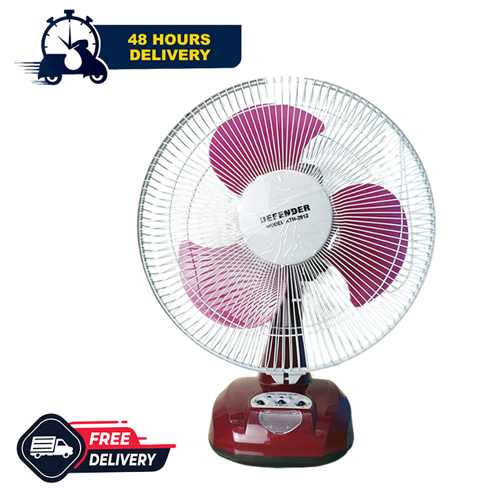 Buy Defender KN-2912 Rechargeable Fan AC/DC with LED Multi-Function 12" Maroon   Online at Best Price in Bangladesh 