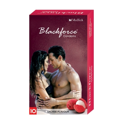 Picture of Blackforce Litchi Flavoured Extra Dotted Condom - 10Pcs Pack