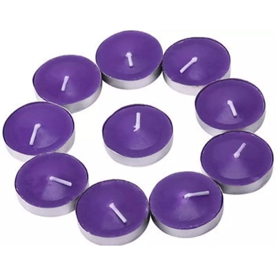 Picture of Round shape tea light candle 10 pieces purple