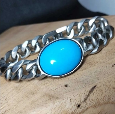 Picture of Salman Khan 14mm 316L Stainless Steel Bracelet – Black Stone