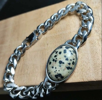 Picture of Salman Khan 8mm Stainless Steel Bracelet – White Black Pattern