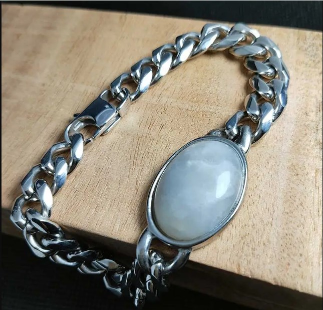 Picture of Salman Khan 8mm Stainless Steel Bracelet – White Black Pattern