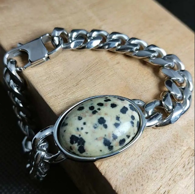 Picture of Salman Khan 8mm Stainless Steel Bracelet – White Black Pattern