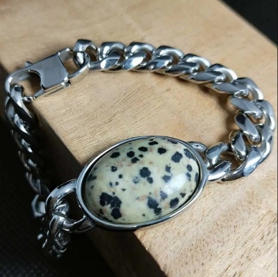 Picture of Salman Khan 8mm Stainless Steel Bracelet – White Black Pattern